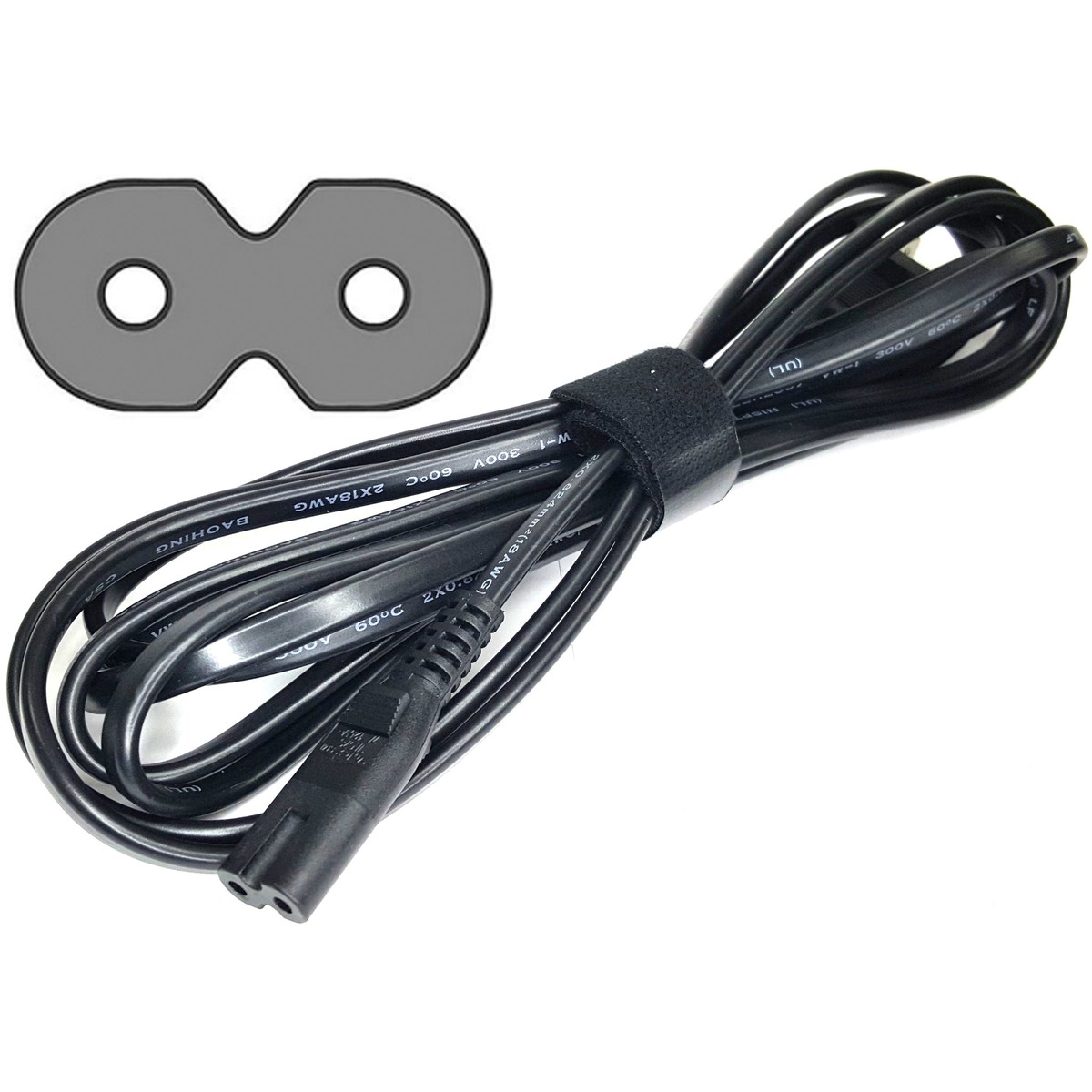 IEC 320 C7 Non-Polarized Figure-8 Style Power Cord 6' - Sanyo Style