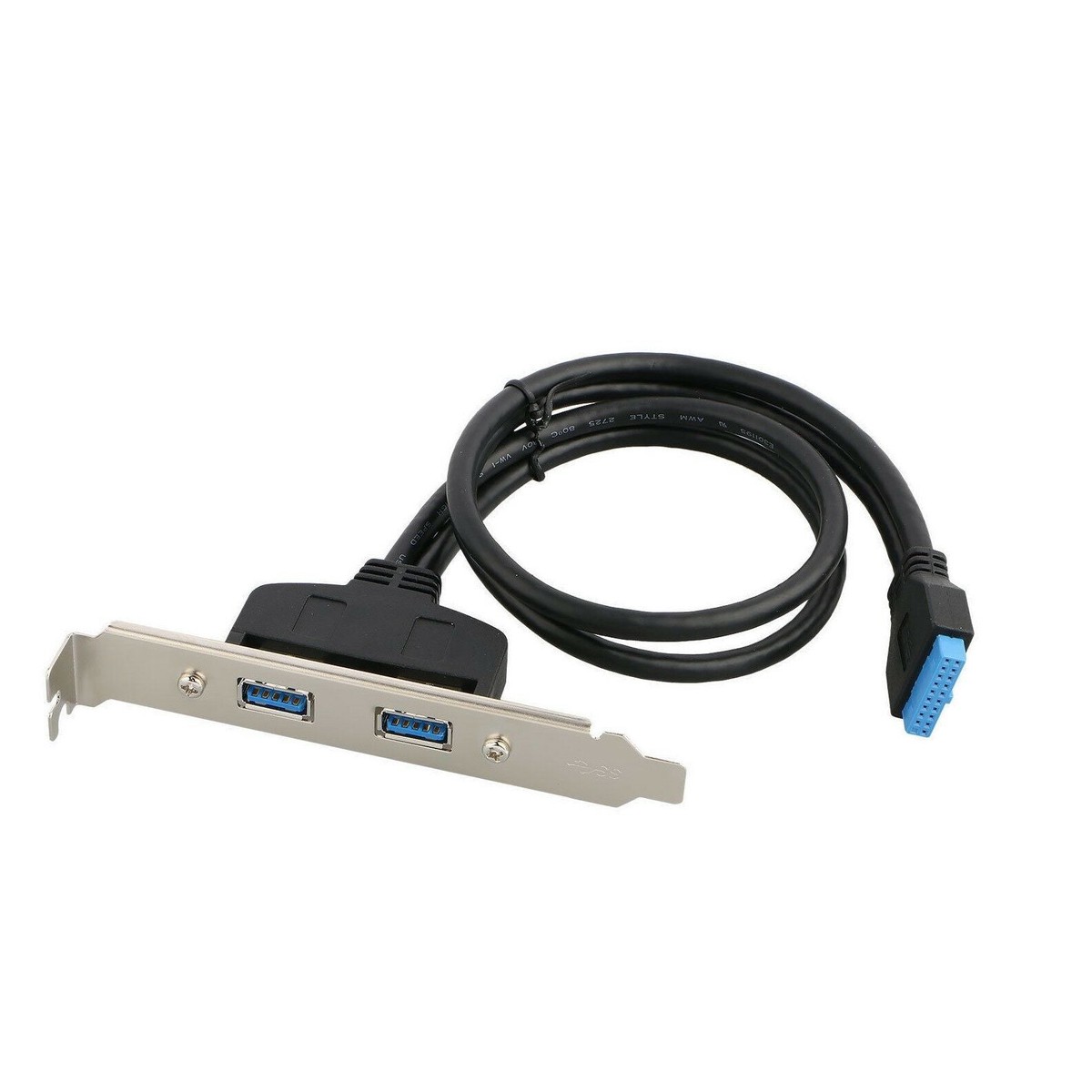 USB 3.0 20-pin Motherboard Connector To 2 USB Rear IO Shield Ports